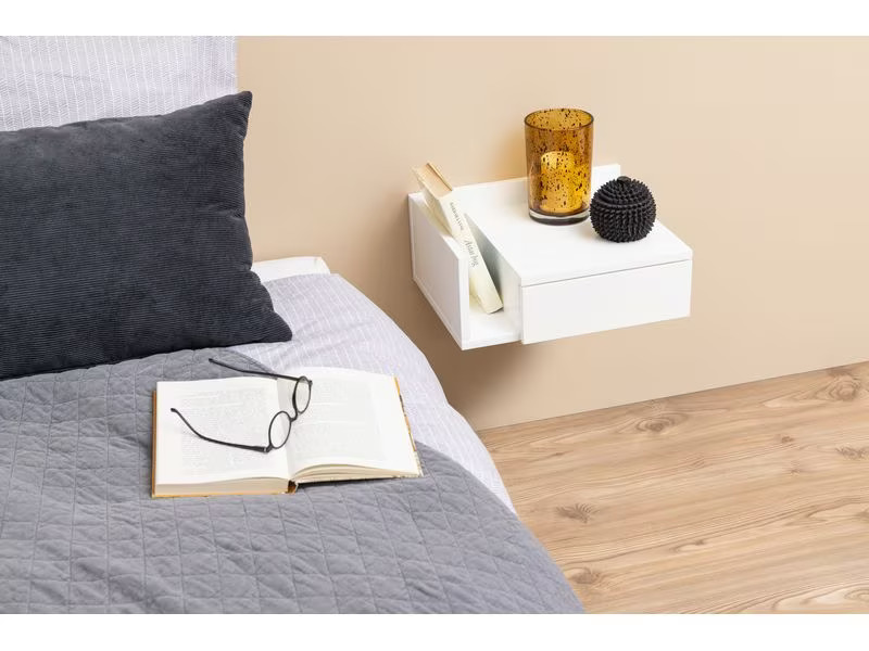 AC Design Nachttisch Ashlan 40 cm x 16.5 cm, Weiss glanz