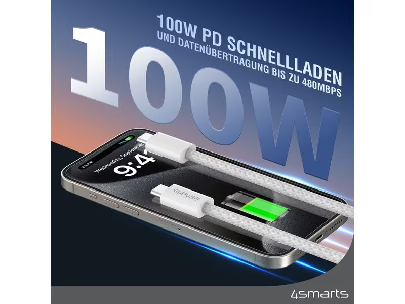 4smarts USB-C Magnetisches Kabel RollUp USB C - USB C 1.5 m