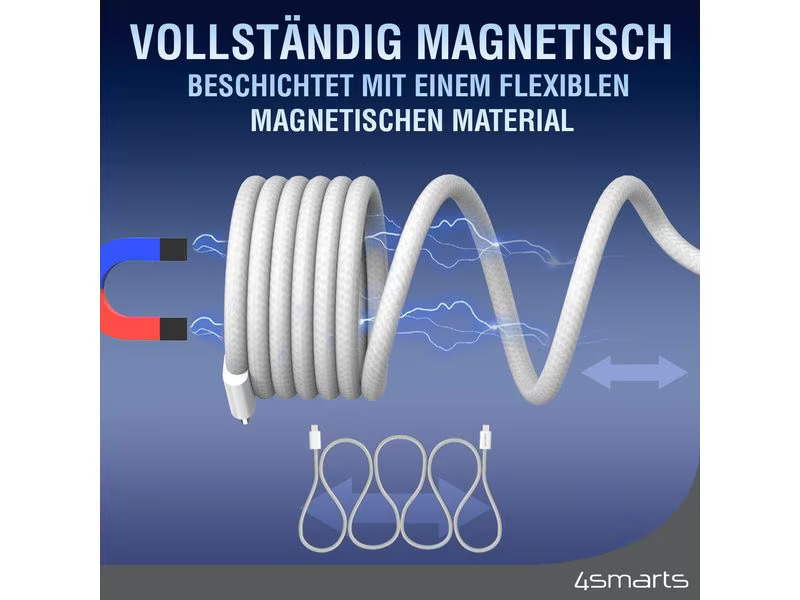 4smarts USB-C Magnetisches Kabel RollUp USB C - USB C 1.5 m