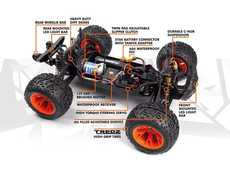 Maverick Monster Truck Quantum2 MT 4WD Orange, ARTR, 1:10