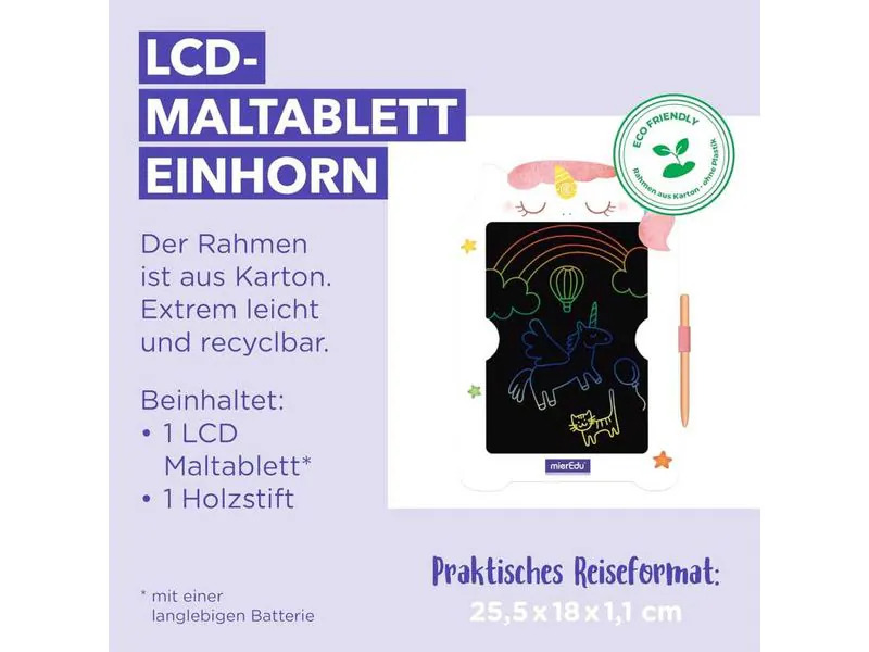 mierEdu LCD Zeichentafel – Einhorn