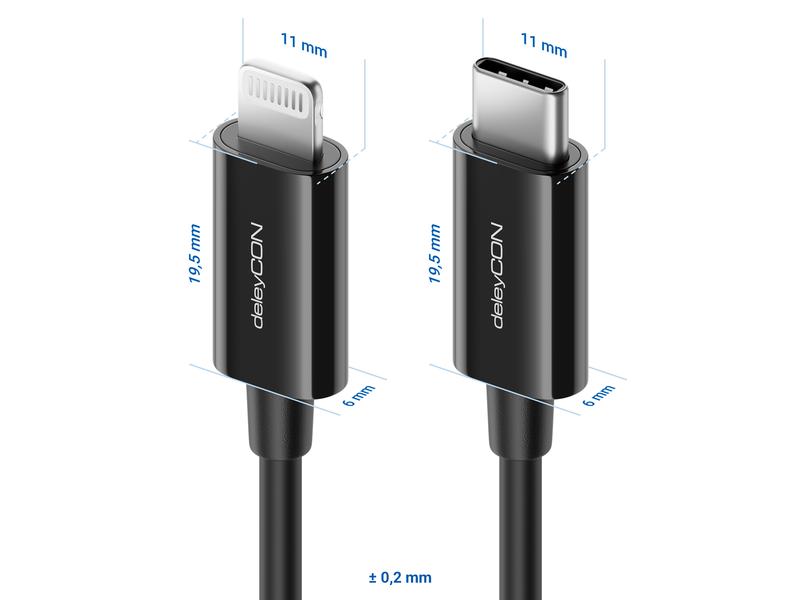 deleyCON USB-2.0-Kabel USB-C – Lightning 1 m