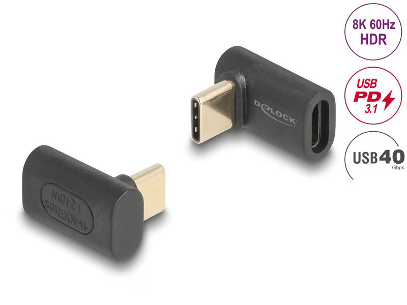 Delock USB-Adapter 8K 60 Hz, PD3.1, USB-C Buchse - USB-C Stecker