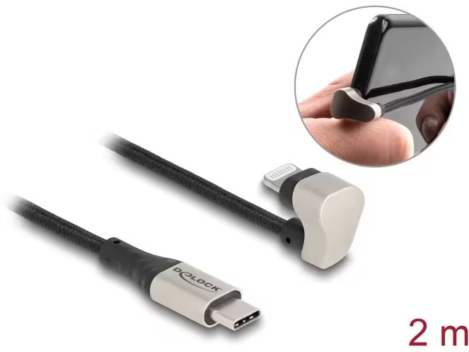 Delock USB 2.0-Kabel 180° gewinkelt USB C - Lightning 2 m