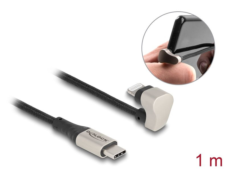 Delock USB 2.0-Kabel 180° gewinkelt USB C - Lightning 1 m
