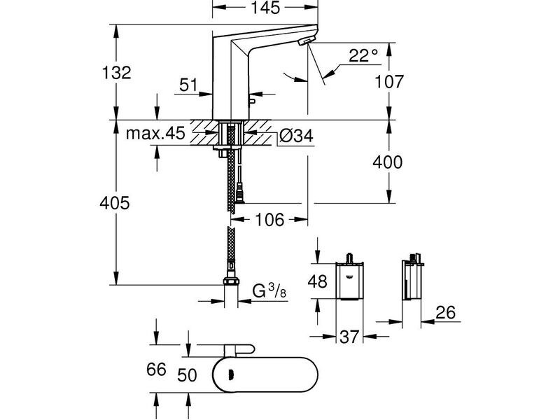 GROHE Waschtisch-Armatur mit Infrarot-Elektronik Get E
