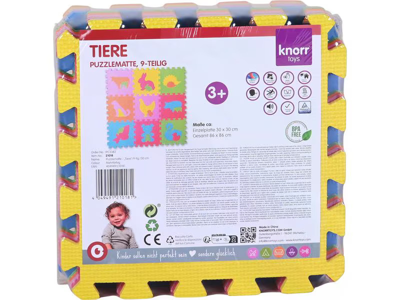 Knorrtoys Puzzlematte Tiere 9-teilig