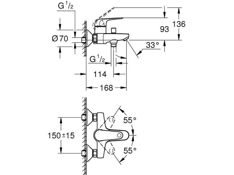 GROHE Einhand-Wannenbatterie Swift 1/2