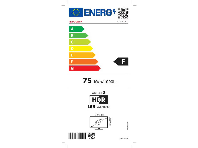 Sharp TV 55FQ5EG 55, 3840 x 2160 (Ultra HD 4K), LED-LCD