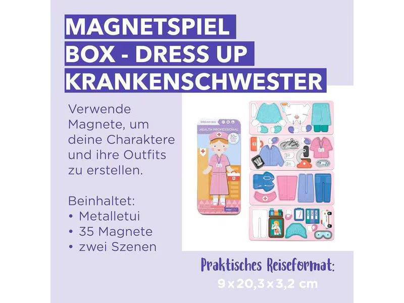 mierEdu Kinderspiel Reise-Magnetspielbox – Krankenschwester