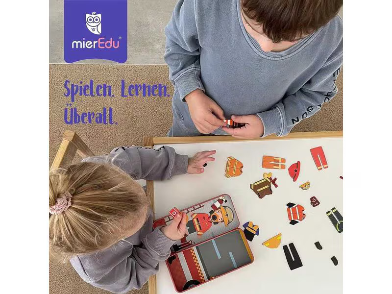 mierEdu Kinderspiel Reise-Magnetspielbox – Feuerwehrmann