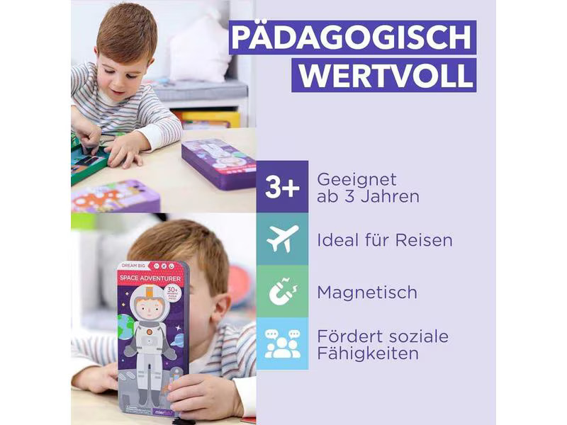 mierEdu Kinderspiel Reise-Magnetspielbox – Astronaut