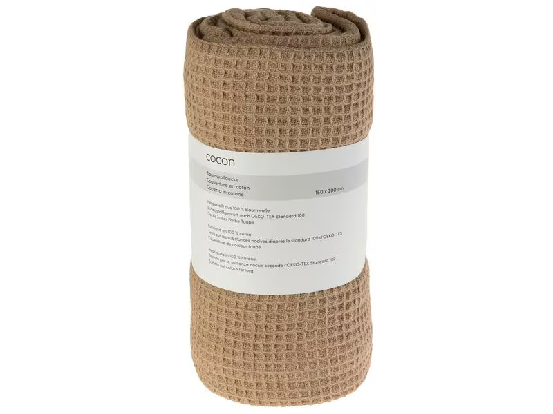 COCON Decke aus Baumwolle 150 x 200 cm, Taupe