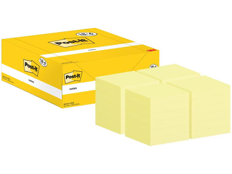 Post-it Notizzettel 3M, 38 x 51 mm, 18+6 Blöcke, Gelb