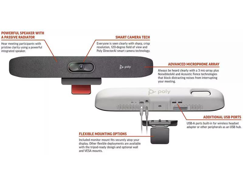 Poly Studio R30 USB Video Collaboration Bar 4K/UHD