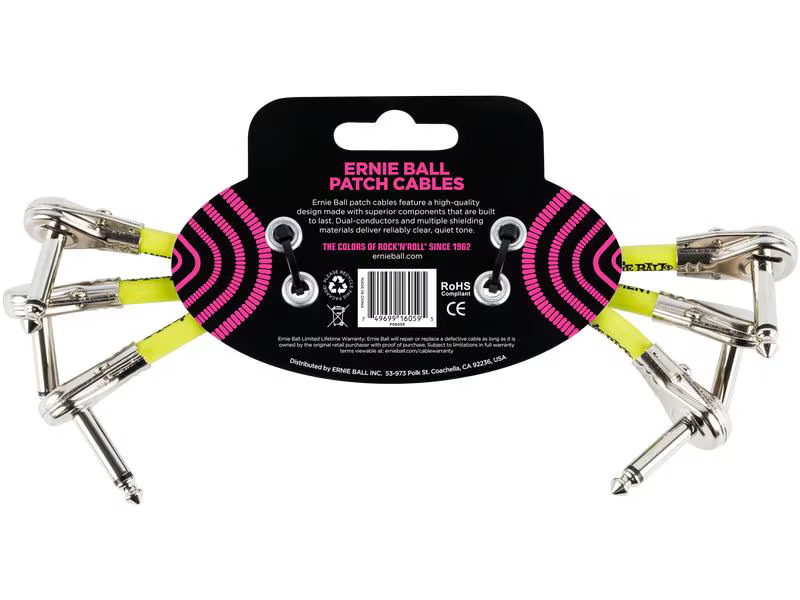 Ernie Ball Patch-Kabel 6059 3er Pack – 0.15 m, Schwarz