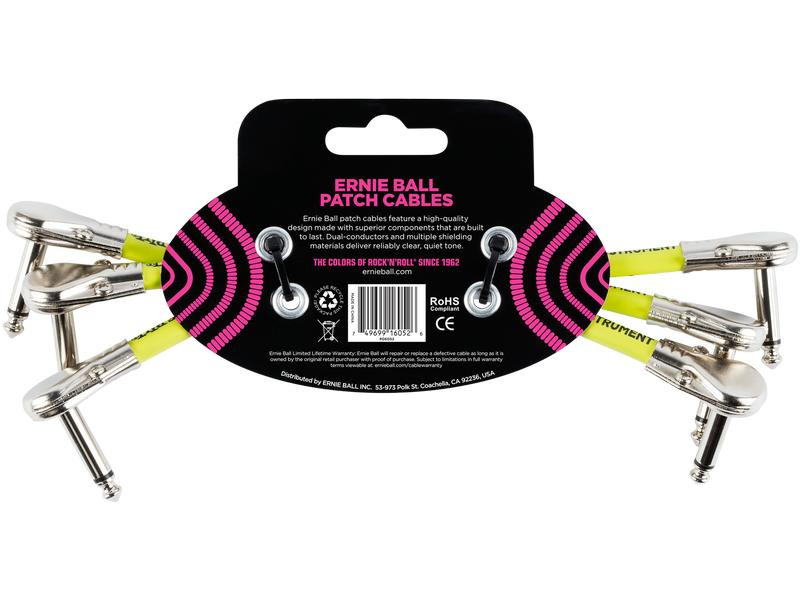Ernie Ball Patch-Kabel 6052 3er Pack – 0.15 m, Weiss