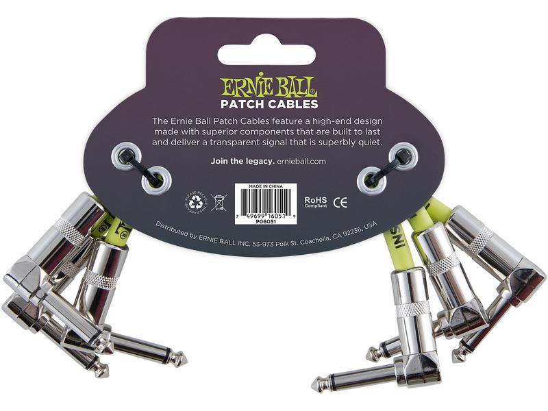 Ernie Ball Patch-Kabel 6051 3er Pack – 0.15 m, Weiss