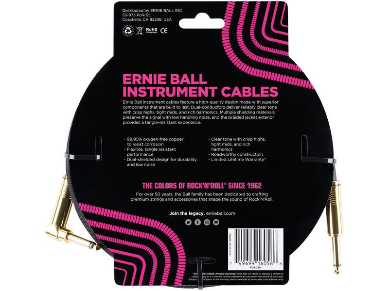 Ernie Ball Instrumentenkabel 6058 – 7.62 m, Schwarz