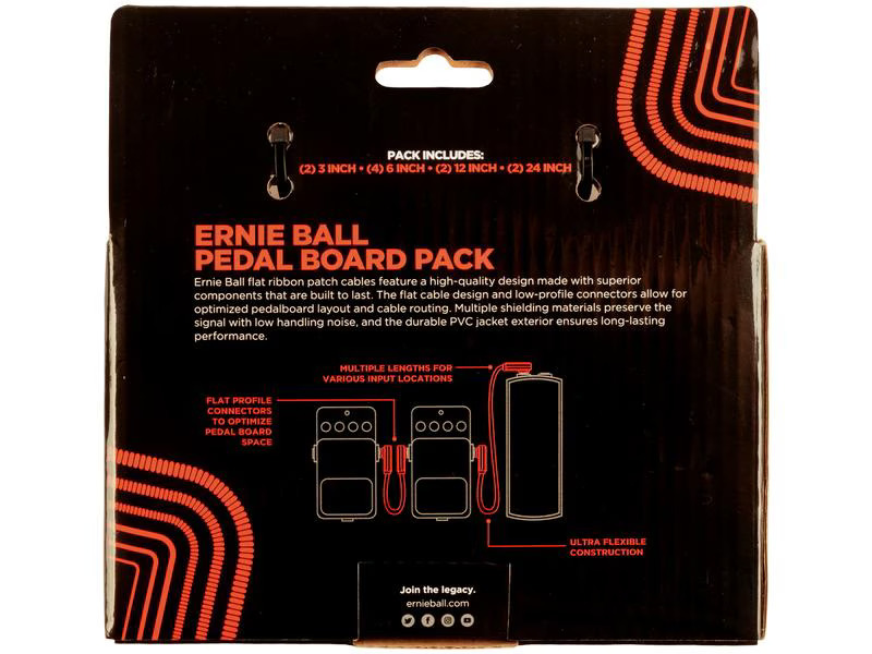 Ernie Ball Patch-Kabel 6404 Flat Ribbon, Multipack – 10 Stück, Rot