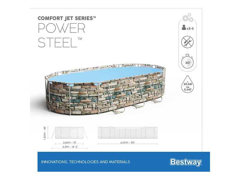 Bestway Pool Power Steel Comfort Jet Series Set 610 x 366 x 122 cm