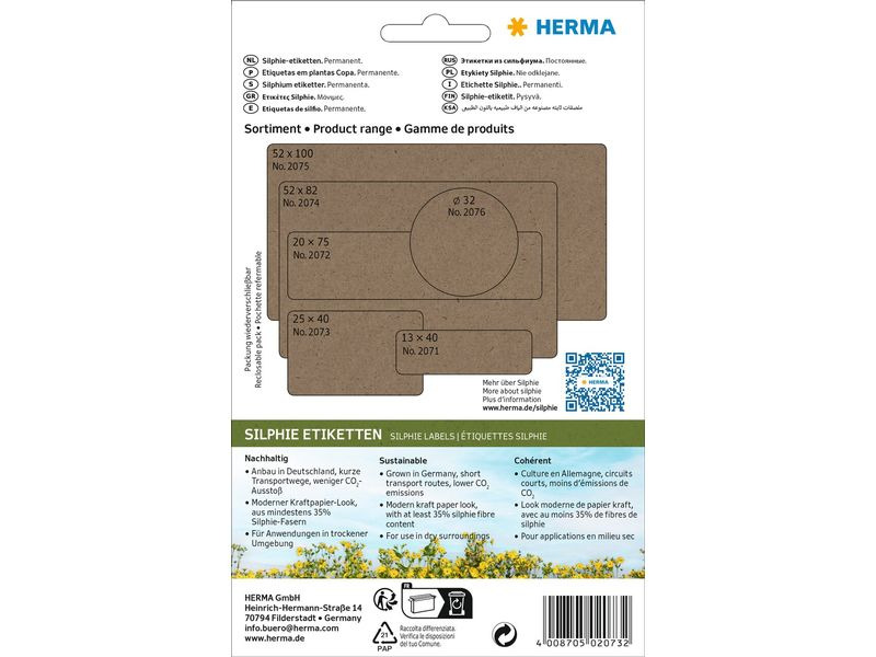 HERMA Vielzweck-Etiketten Silphie 25 x 40 mm, 24 Blatt