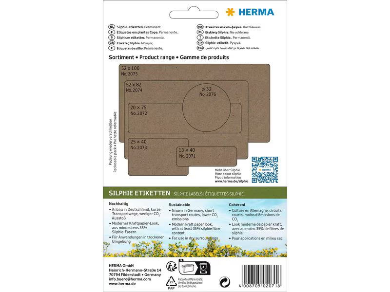 HERMA Vielzweck-Etiketten Silphie 13 x 40 mm, 24 Blatt