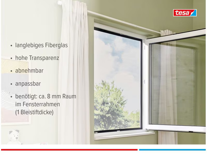 tesa Fliegengitter CLIP-ON Rahmen für Fenster 1 x 1.2 m