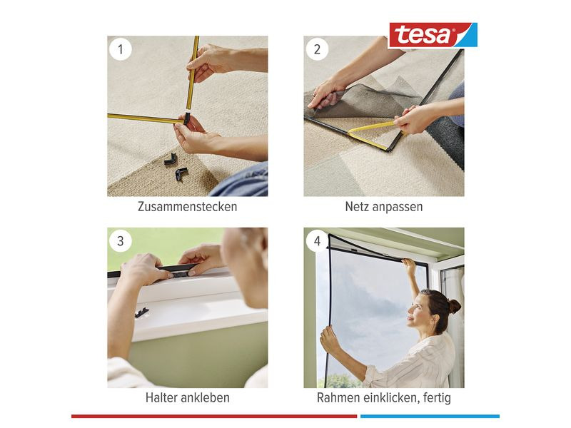 tesa Fliegengitter CLIP-ON Rahmen für Fenster 1 x 1.2 m