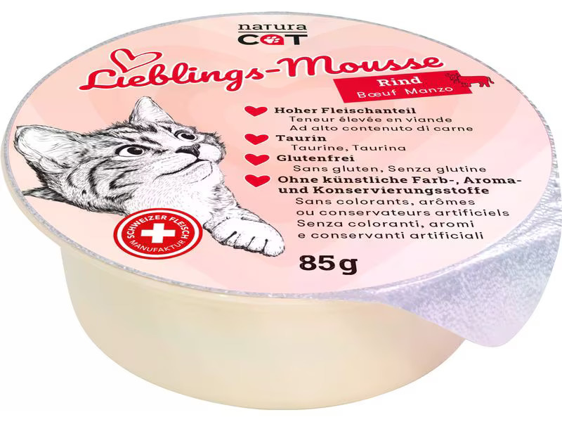 naturaCat Nassfutter Lieblings-Mousse Rind, 12 x 85 g
