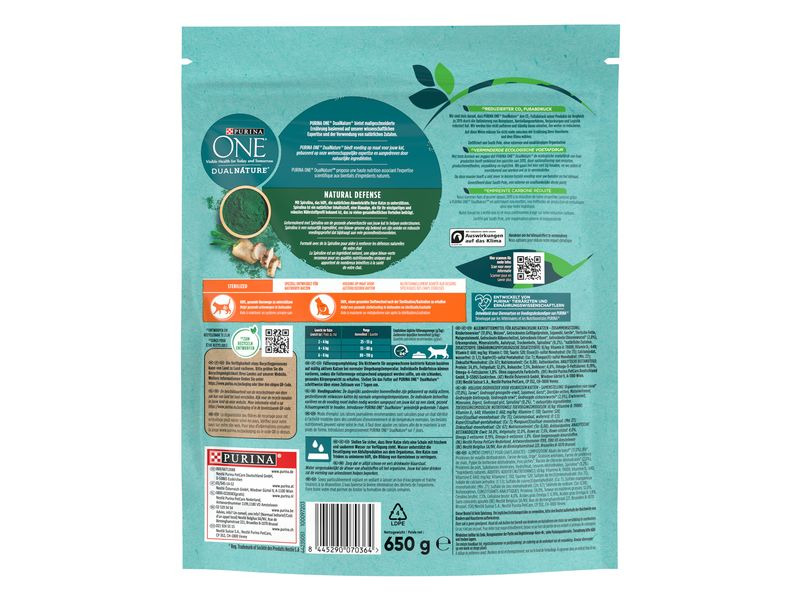 Purina ONE Trockenfutter Dual Nature Sterilised Rind &amp; Spirulina, 650 g