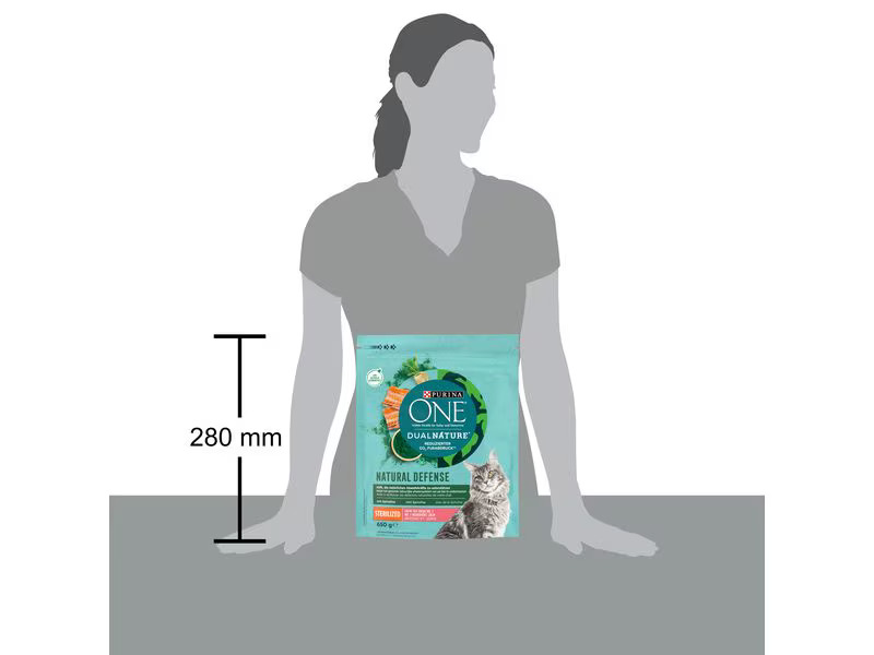 Purina ONE Trockenfutter Dual Nature Sterilised Lachs&amp;Spirulina, 650g