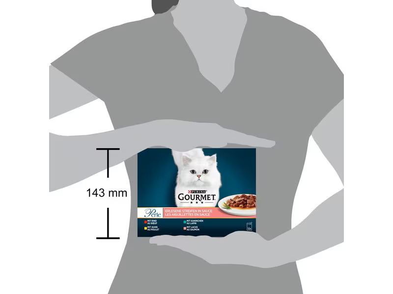 Purina Nassfutter Gourmet Perle Erlesene Streifen Sauce, 12 x 85g
