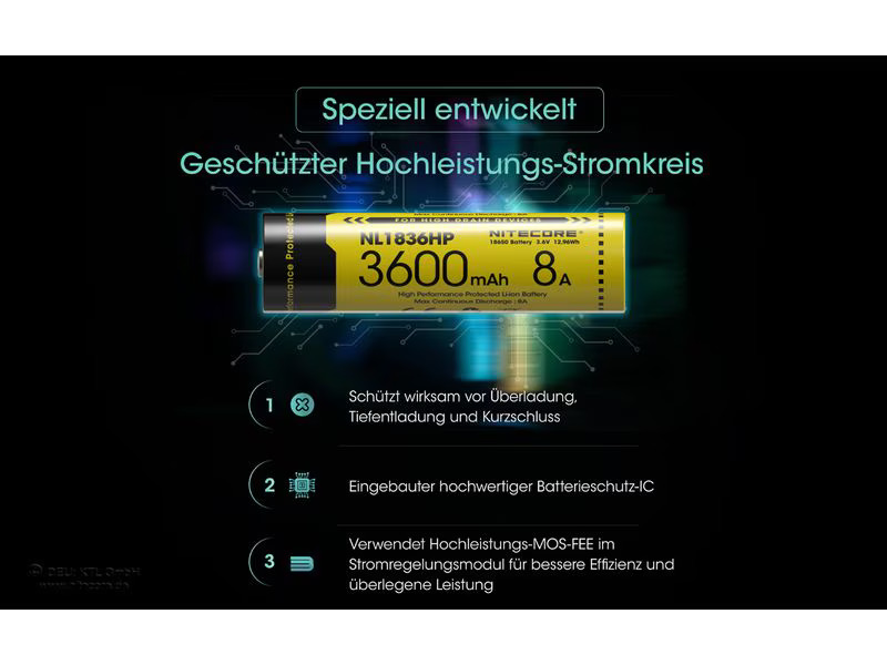 Nitecore Akku Li-Ion Akku Typ 18650 NL1836 hP