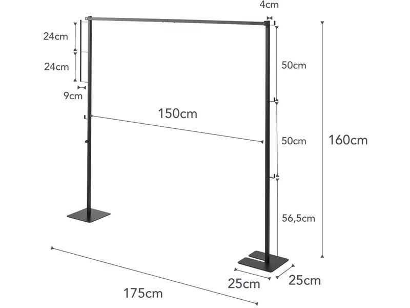 Yamazaki Garderobenständer Tower 160 x 175 cm, Schwarz