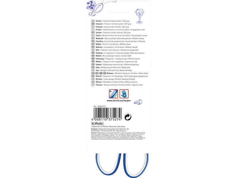 Herlitz Schere Rechtshänder Blau/Weiss