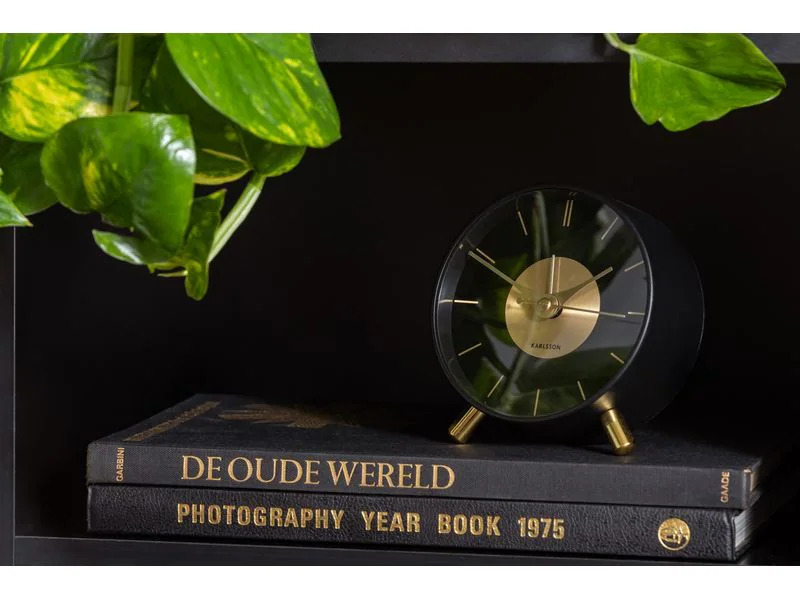 KARLSSON Klassischer Wecker Gold Disc Gold/Schwarz