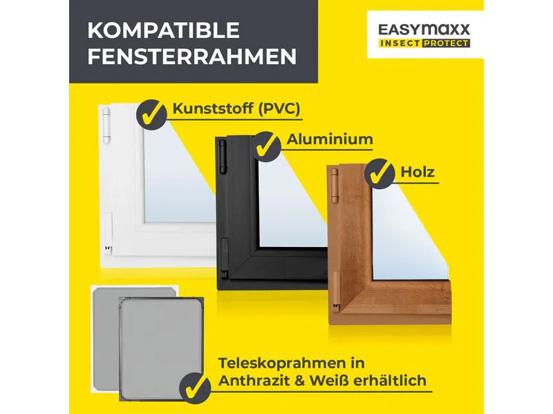 EASYmaxx Teleskop Insektenschutzgitter Anthrazit