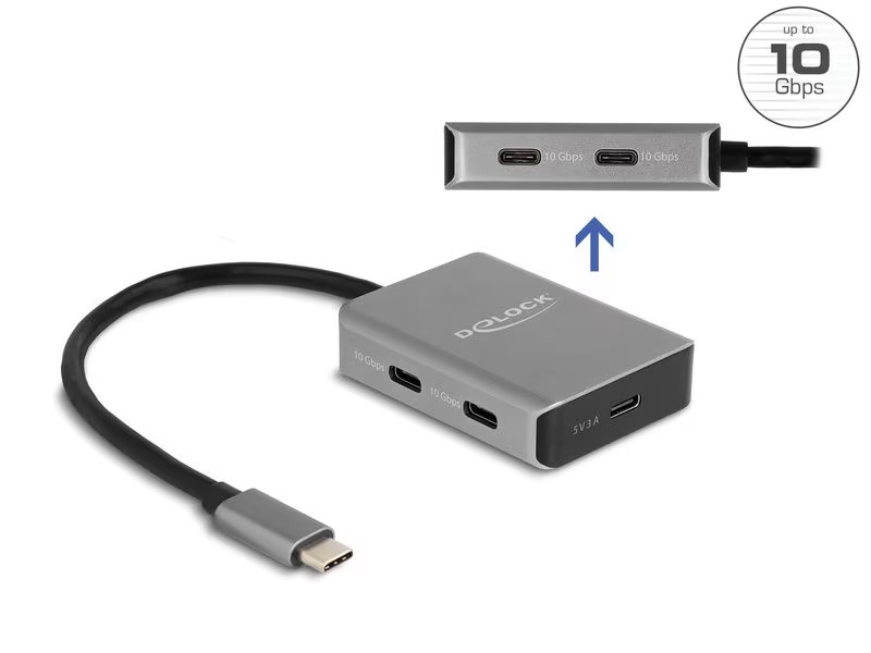 Delock USB-Hub 4 Port USB-C 10 Gbps