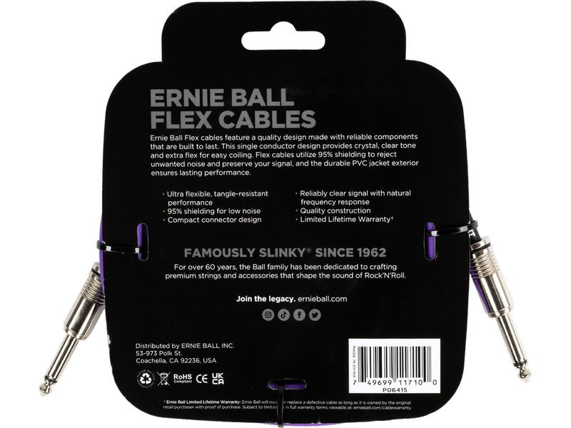 Ernie Ball Instrumentenkabel 6415 – 3.04 m, Purpur