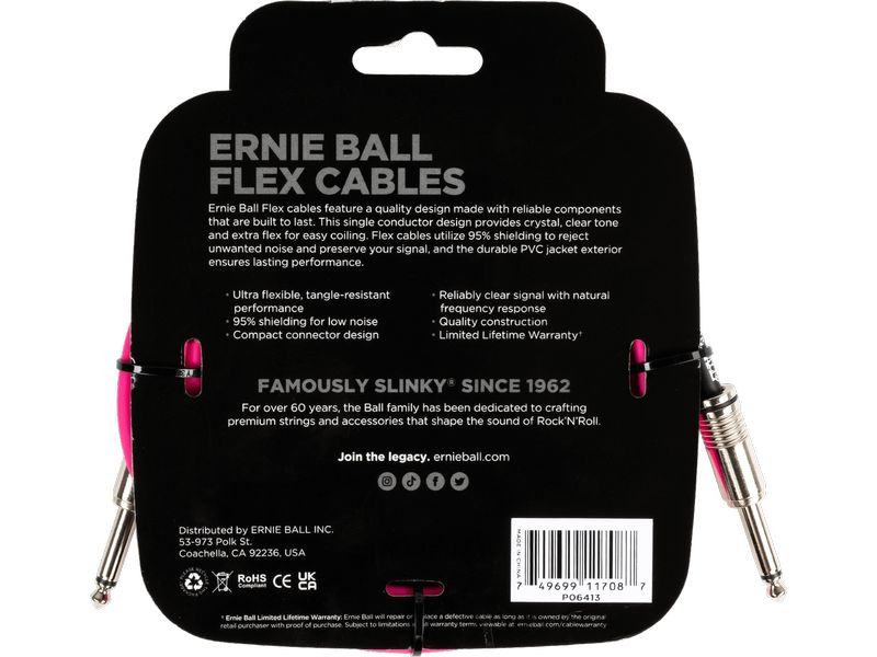 Ernie Ball Instrumentenkabel 6413 – 3.04 m, Pink