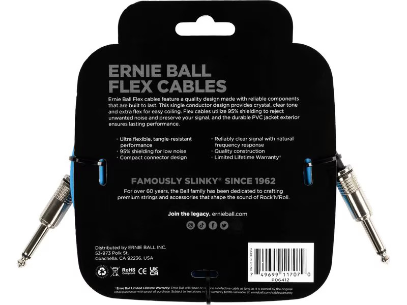 Ernie Ball Instrumentenkabel 6412 – 3.04 m, Blau