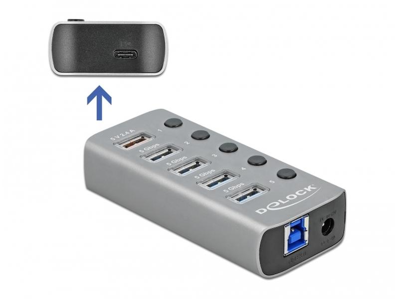 Delock USB-Hub 63263 USB 3.0 - 4x USB-A / 2x Ladeanschluss