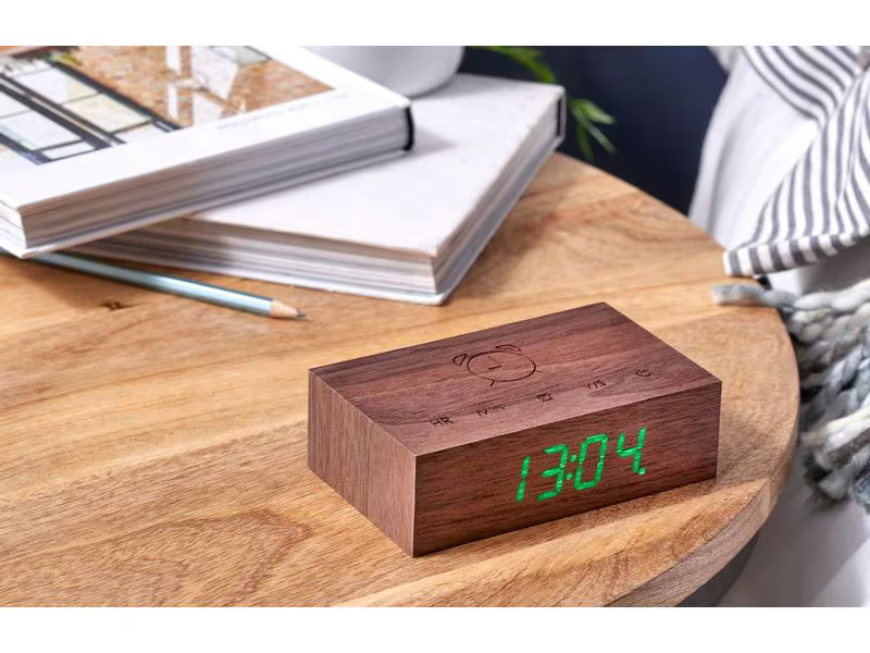 Gingko Digitalwecker Flip Click Clock Walnut