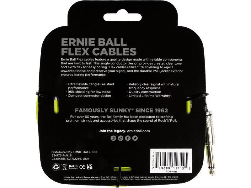 Ernie Ball Instrumentenkabel 6419 – 6.09 m, Grün