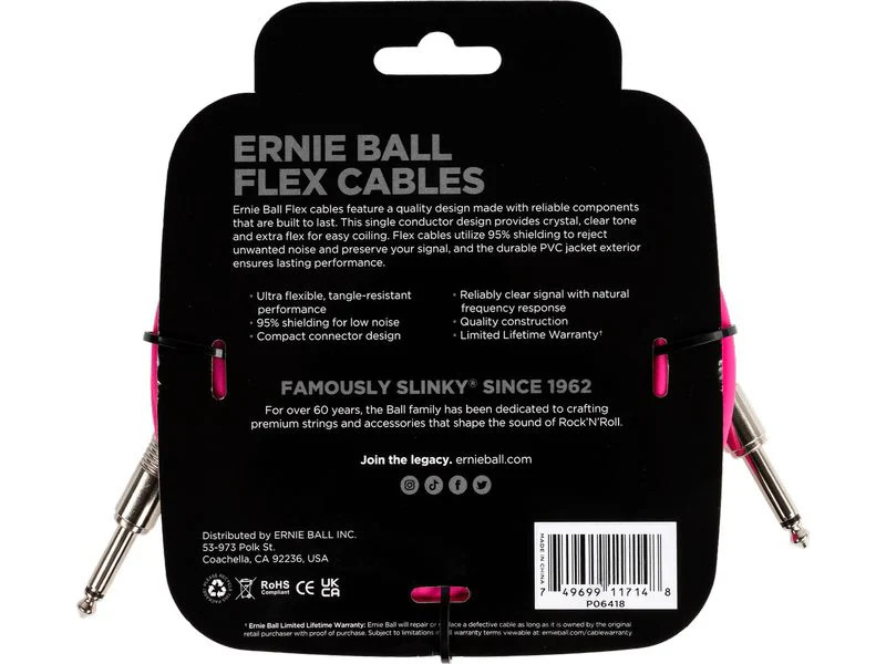 Ernie Ball Instrumentenkabel 6418 – 6.09 m, Pink