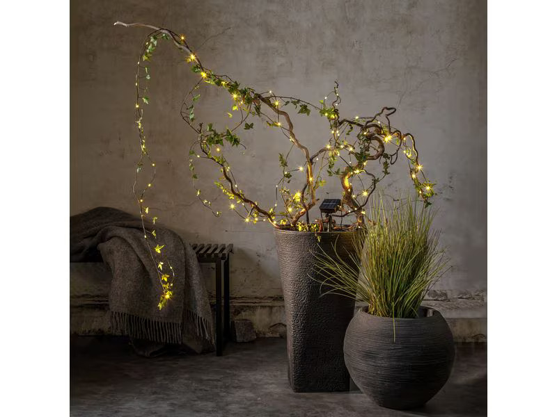 Star Trading Lichterkette Solar Dew Drop Micro, 100 LEDs, 740 cm, Grün