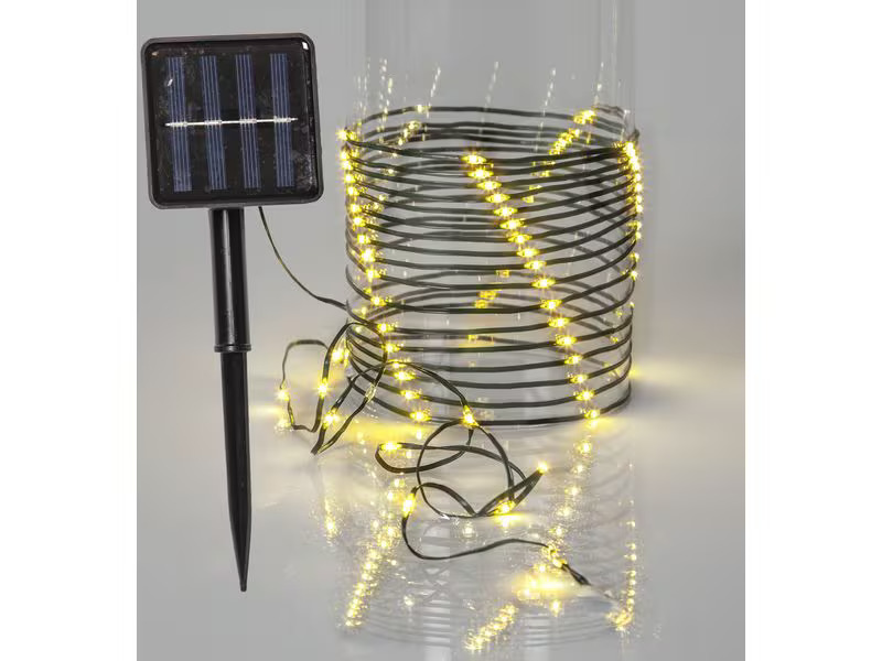 Star Trading Lichterkette Solar Dew Drop Micro, 100 LEDs, 740 cm, Grün
