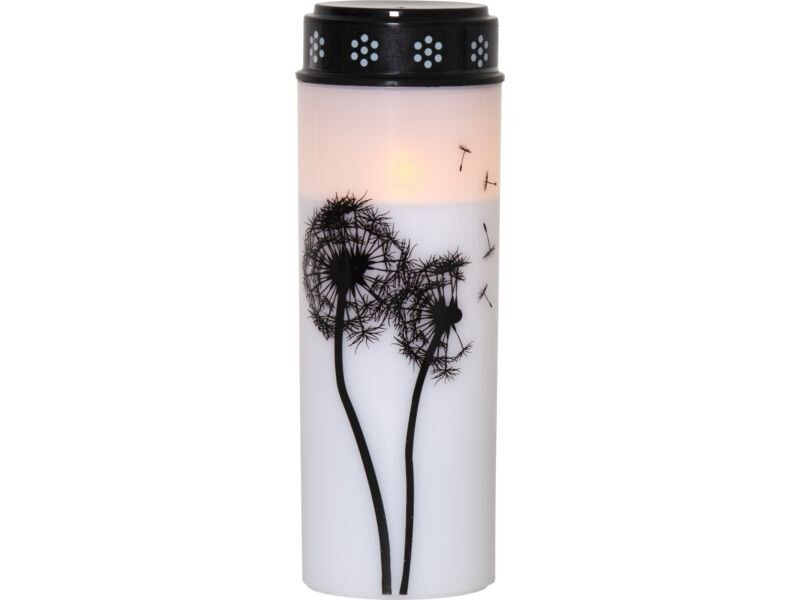 Star Trading LED Grabkerze Löwenzahn, Ø 7 x 21 cm, Weiss