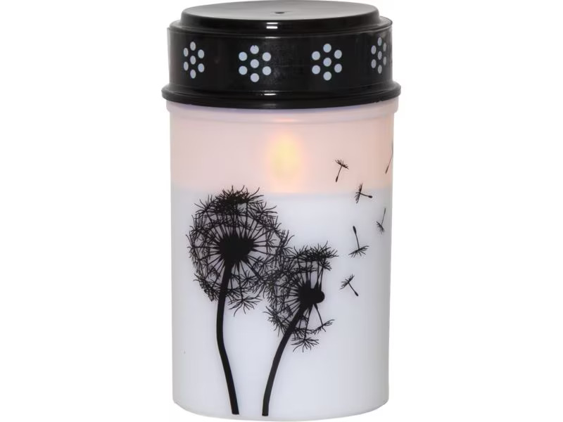 Star Trading LED Grabkerze Löwenzahn, Ø 7 x 12 cm, Weiss